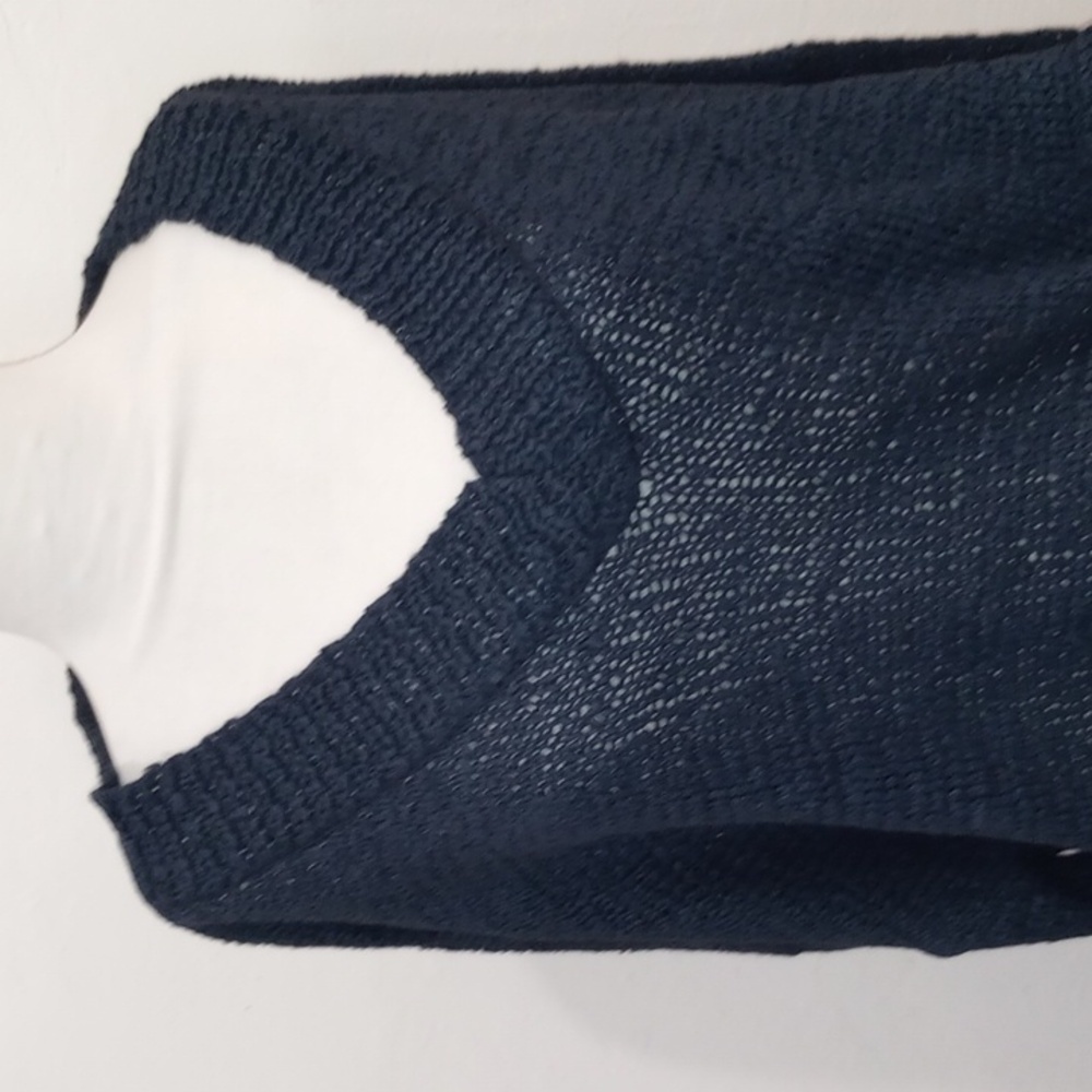 Rodebjer Anisah Blue Tape Yarn Oversize Open Weave Side Tie Sweater, Size XL - Picture 6 of 16